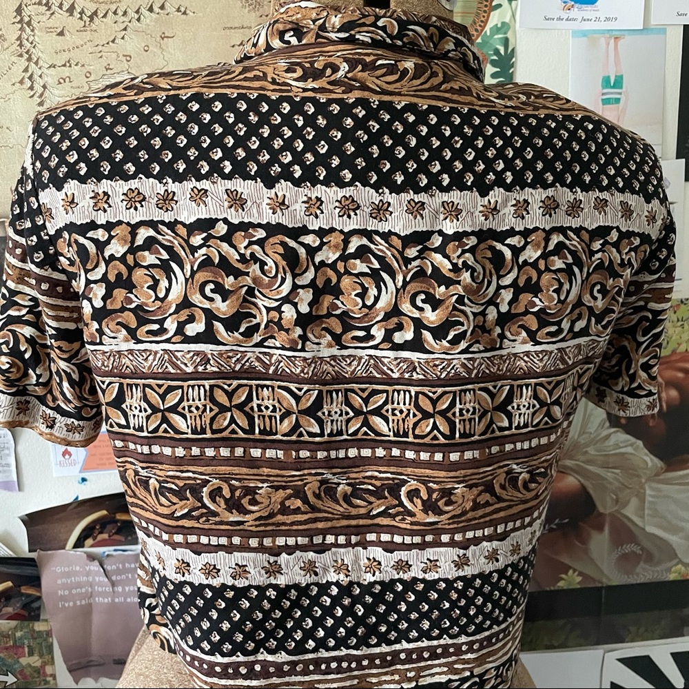 80s Khalahari Print Rustic Button Up! Lots Of Word - image 4